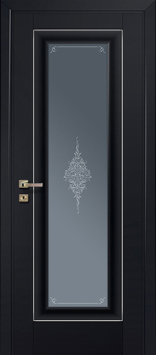 Межкомнатная дверь Profildoors 24U стекло Кристалл Графит (молдинг серебро)