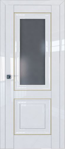 Межкомнатная дверь Profildoors 28L стекло Графит (молдинг золото)