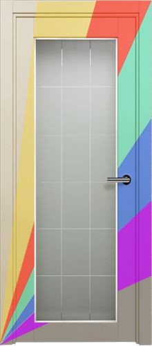 Межкомнатная дверь Status | модель 125 стекло Сатинато белое английская решетка фацет (эмаль)