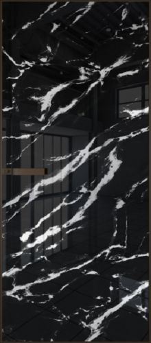 Межкомнатная дверь Profildoors | модель 1AGN стекло Нефи черный узор серебро