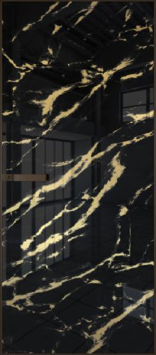 Межкомнатная дверь Profildoors | модель 1AGN стекло Нефи черный узор золото