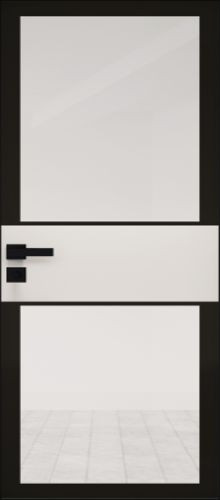 Межкомнатная дверь Profildoors | модель 5AGK стекло Планибель бесцветный - черный прокрас (вставка Крем вайт)