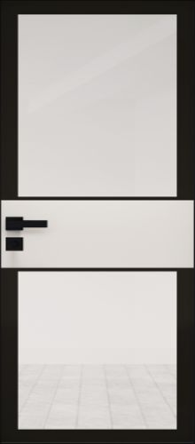Межкомнатная дверь Profildoors 5AGK стекло Планибель бесцветный - черный прокрас (вставка Крем вайт)