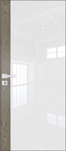 Межкомнатная дверь Profildoors 6AGK стекло Белый лак (вставка Каштан темный)
