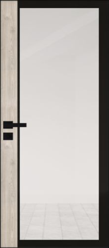 Межкомнатная дверь Profildoors | модель 6AGK стекло Планибель бесцветный - черный прокрас (вставка Каштан светлый)