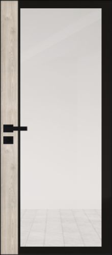 Межкомнатная дверь Profildoors 6AGK стекло Планибель бесцветный - черный прокрас (вставка Каштан светлый)