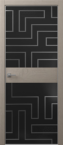 Межкомнатная дверь Dream Doors T16 Лакобель черное (декор)