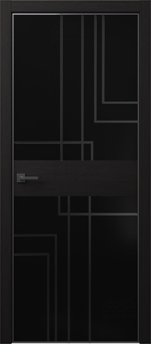Межкомнатная дверь Dream Doors T17 Лакобель черное (декор)