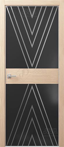 Межкомнатная дверь Dream Doors T18 Лакобель черное (декор)