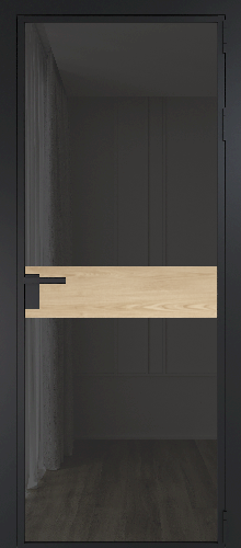Межкомнатная дверь Profildoors 6AG стекло тонированное (800x2300, Черный матовый, вставка Каштан натуральный)